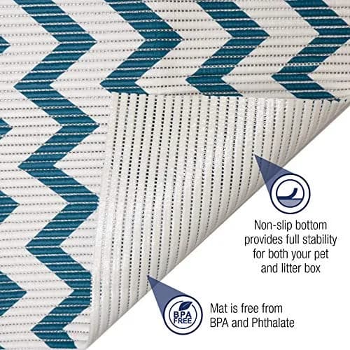 Fresh Kitty Water Resistant Waste Bag – XL Jumbo Foam Litter Mat, Blue/White Chevron, Phthalate & BPA Free, 40" x 25" thumbnail 2