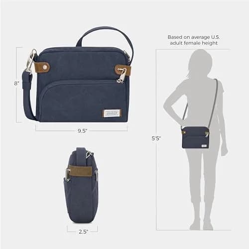 Travelon Anti-Theft Heritage Crossbody Bag Blue 24cm (9.5"W x 8"H x 2.5"D) | Secure & Stylish Travel Companion thumbnail 6
