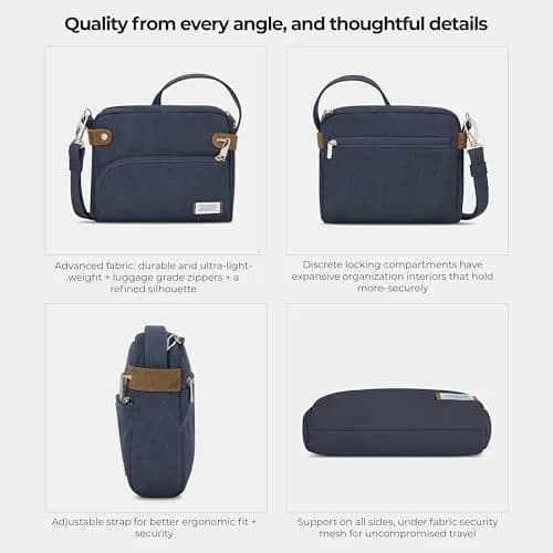 Travelon Anti-Theft Heritage Crossbody Bag Blue 24cm (9.5"W x 8"H x 2.5"D) | Secure & Stylish Travel Companion thumbnail 7