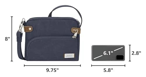 Travelon Anti-Theft Heritage Crossbody Bag Blue 24cm (9.5"W x 8"H x 2.5"D) | Secure & Stylish Travel Companion thumbnail 3