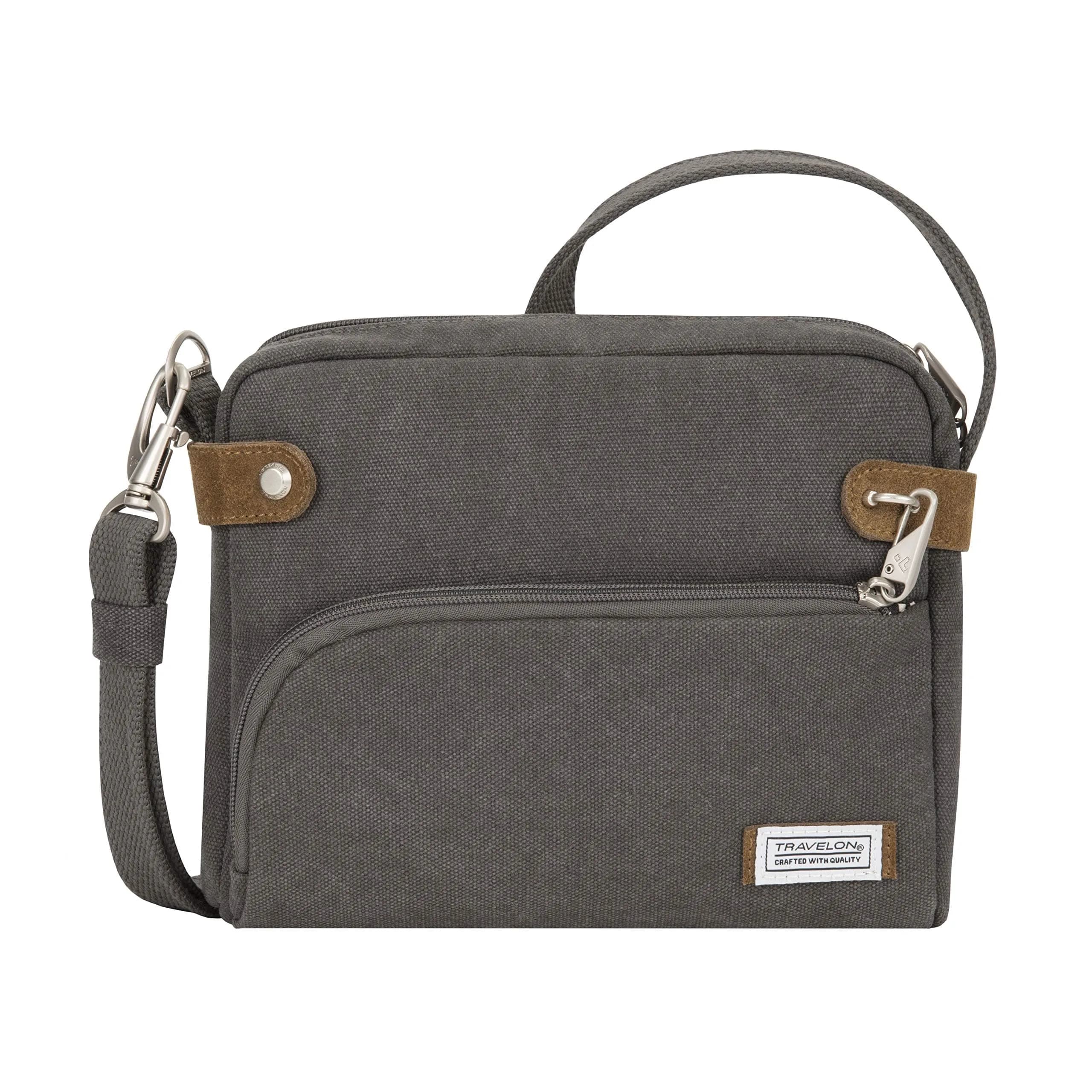 Travelon Anti-Theft Heritage Crossbody Bag Pewter 20cm (7.9in) x 24cm (9.5in) x 6.4cm (2.5in) | Secure Travel Companion - main product image