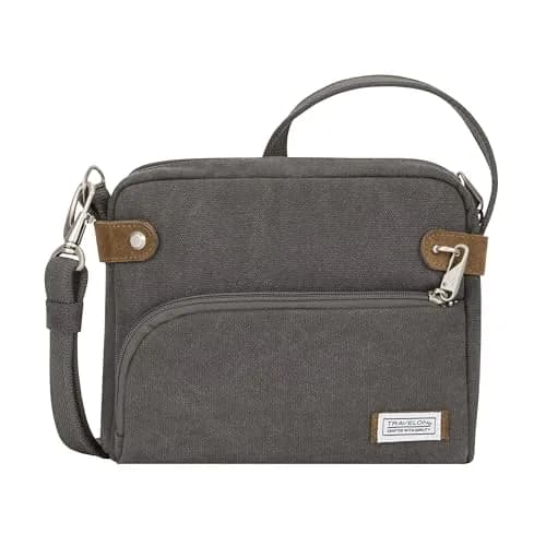 Travelon Anti-Theft Heritage Crossbody Bag Pewter 20cm (7.9in) x 24cm (9.5in) x 6.4cm (2.5in) | Secure Travel Companion thumbnail 1