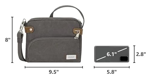 Travelon Anti-Theft Heritage Crossbody Bag Pewter 20cm (7.9in) x 24cm (9.5in) x 6.4cm (2.5in) | Secure Travel Companion thumbnail 3