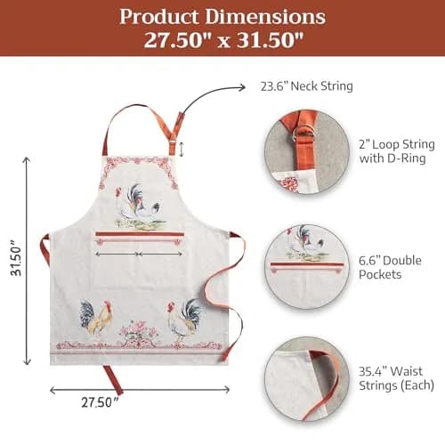 Maison d' Hermine Aprons for women with Pocket 100% Cotton | Stylish European Motifs (70-120 chars) thumbnail 7