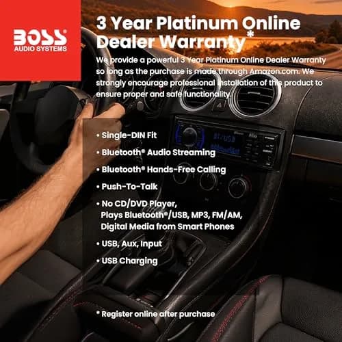 BOSS Audio Systems 616UAB Single DIN Bluetooth Car Stereo, No DVD, USB | 50W x 4 Max Power, Hands-Free Calls thumbnail 2
