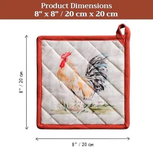 Maison d' Hermine Pot Holders 8" x 8" | 100% Quilted Cotton, European Design, Made in India thumbnail 7