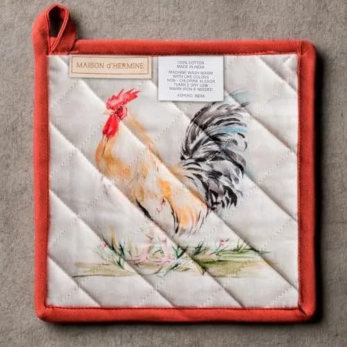 Maison d' Hermine Pot Holders 8" x 8" | 100% Quilted Cotton, European Design, Made in India thumbnail 8