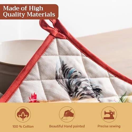 Maison d' Hermine Pot Holders 8" x 8" | 100% Quilted Cotton, European Design, Made in India thumbnail 3