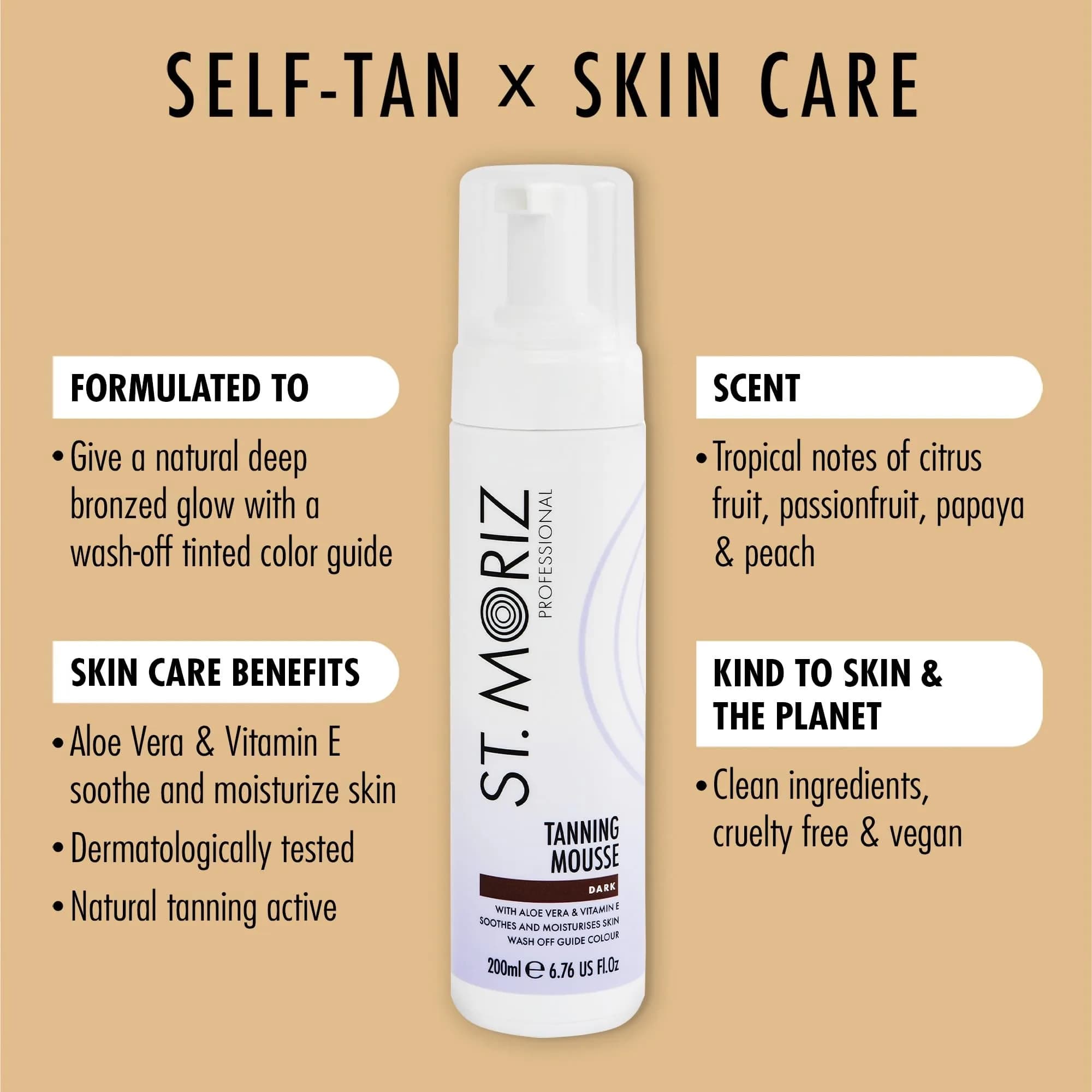 St. Moriz Professional Dark Self Tanner Mousse 200ml (6.76 fl oz) | Streak-Free Fake Tan with Aloe Vera & Vitamin E - view 2