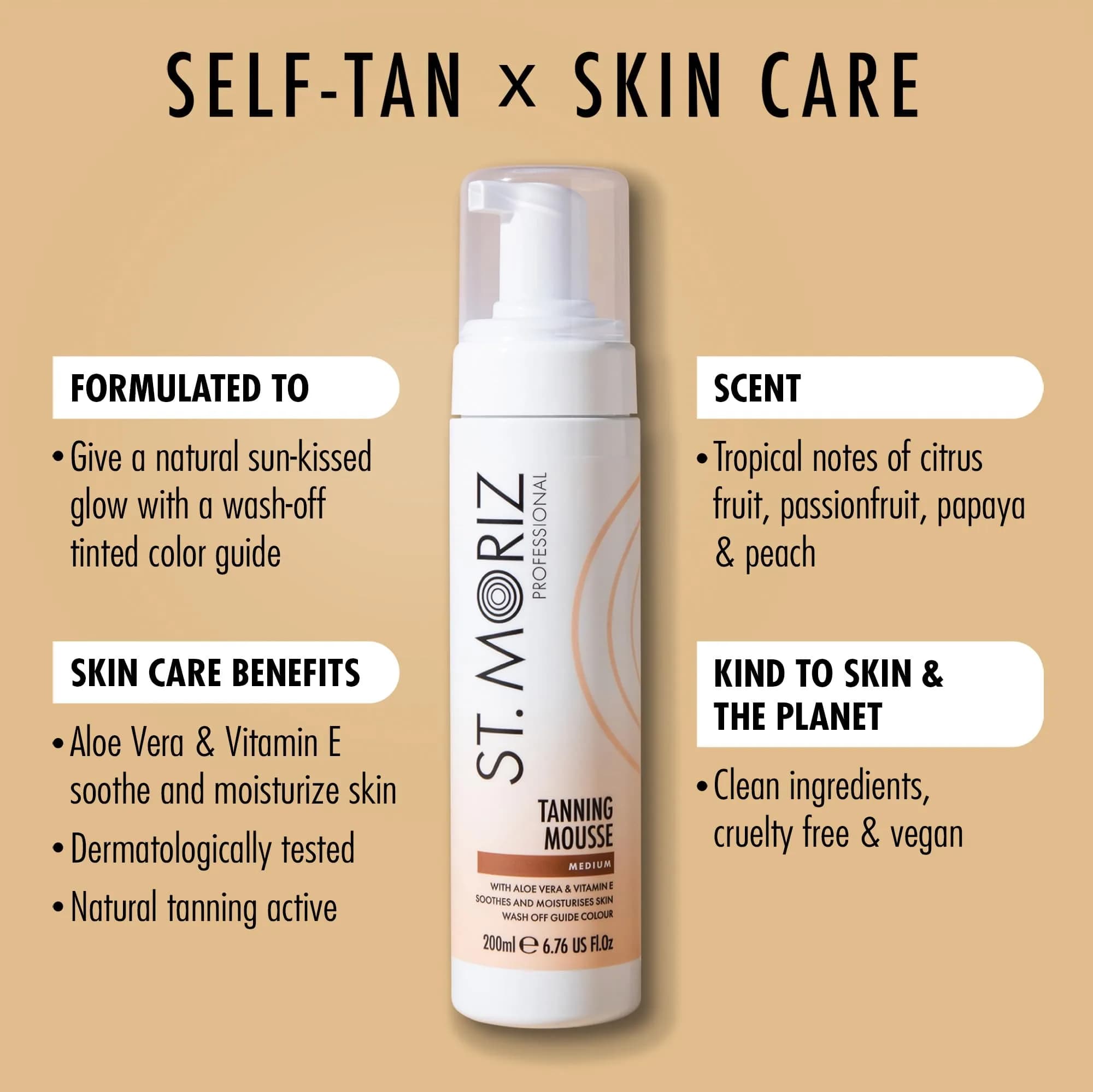 St. Moriz Professional Medium Self Tanner Mousse 200ml (6.76 Fl Oz) | Streak-Free Natural Glow - view 2