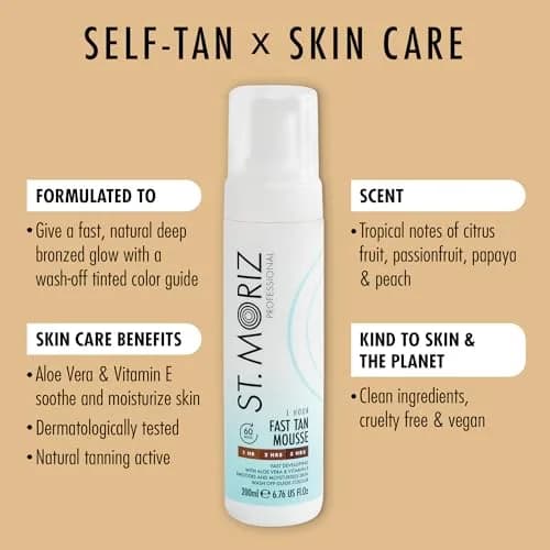 ST. MORIZ Professional 1 Hour Fast Self Tanner Mousse, Light to Dark, 200ml (6.76 fl oz) | Vegan & Dermatologically Tested thumbnail 2