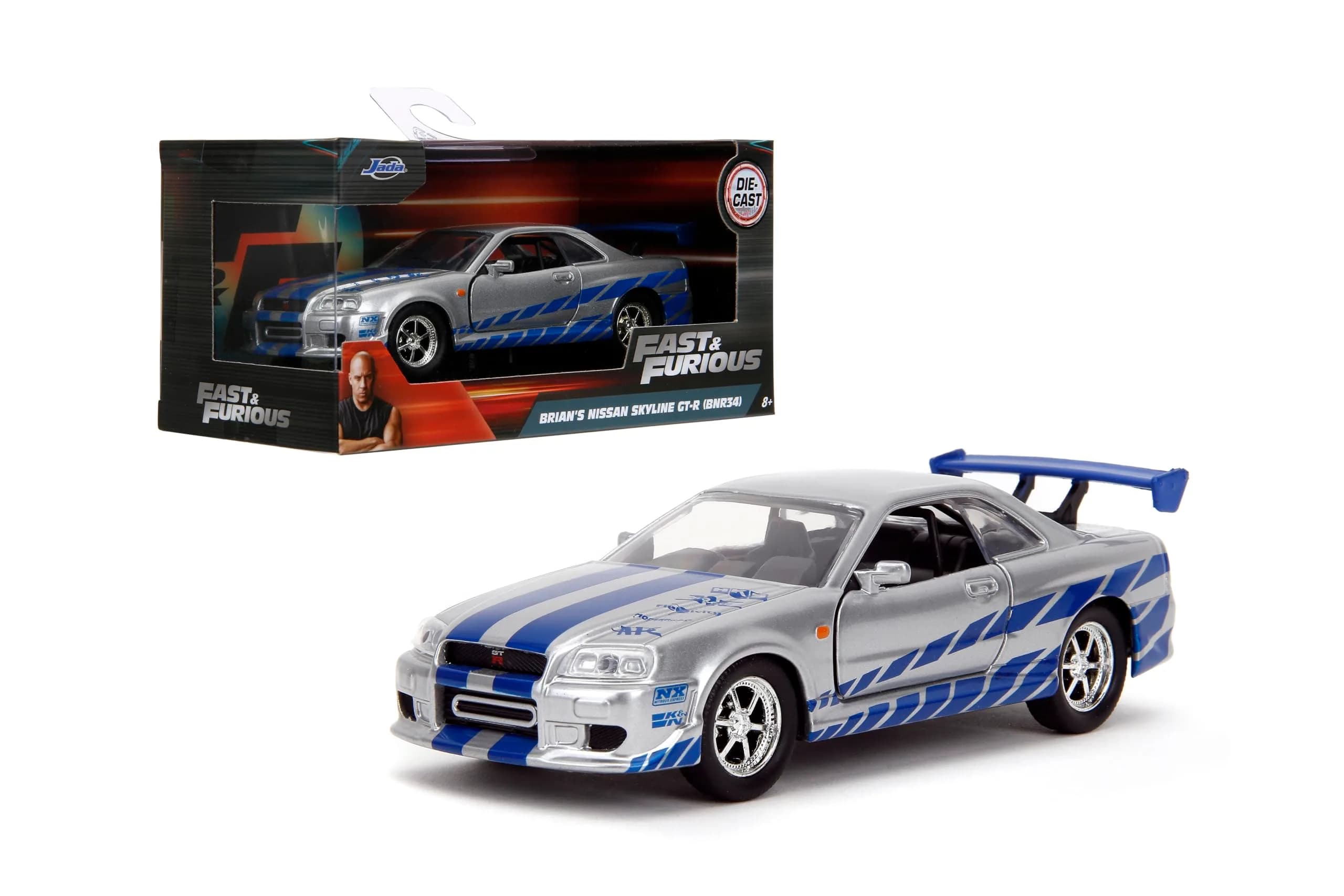 Jada Fast & Furious Brian's Nissan Skyline GT-R R34 1:32 Scale Die-cast Car | Officially Licensed Movie Replica - main product image