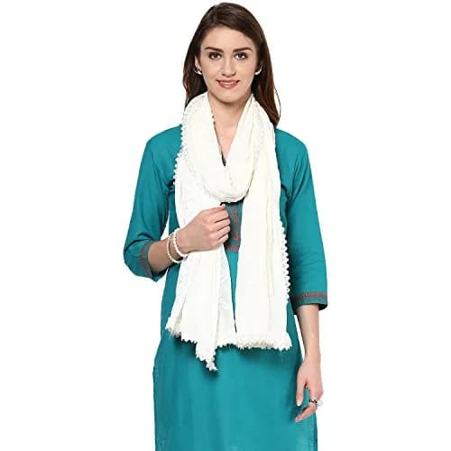 DUPATTA BAZAAR Embroidered Cream Chiffon Dupatta 93x42 inch (236x107 cm) | Soft Wrap for Ethnic & Western Outfits thumbnail 3