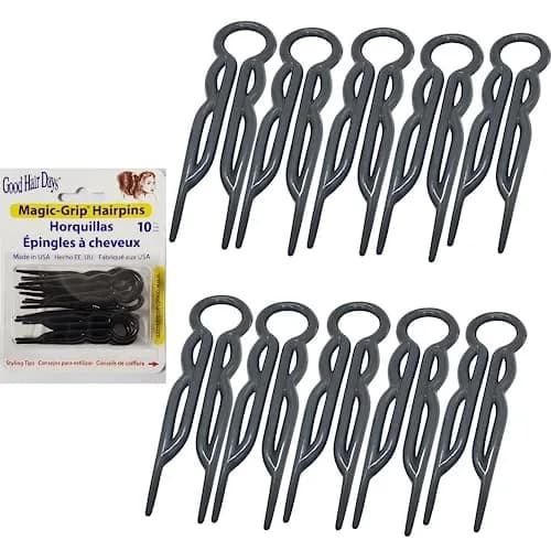 Good Hair Days Magic-Grip Styling U-Shaped Hair Pins, Strong Hold, 20 Pack | Clear Crystal Finish — Black