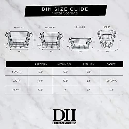 DII Metal Wire Storage Bin, Small Round 12x12x10 inches | Modern Black Finish for Home & Kitchen thumbnail 7