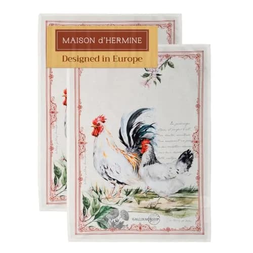 Maison d' Hermine Kitchen Towels Set of 2 | 100% Cotton, 27.50" x 20" | Stylish & Reusable thumbnail 1