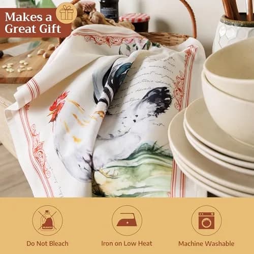 Maison d' Hermine Kitchen Towels Set of 2 | 100% Cotton, 27.50" x 20" | Stylish & Reusable thumbnail 7