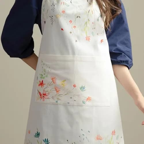 Maison d' Hermine Aprons for women with Pocket 100% Cotton | Stylish European Motifs, Full Coverage thumbnail 8