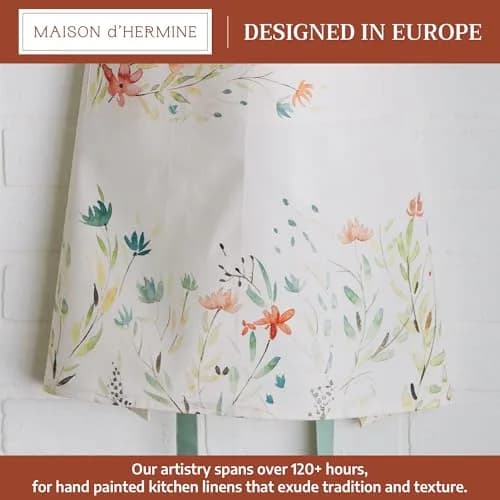 Maison d' Hermine Aprons for women with Pocket 100% Cotton | Stylish European Motifs, Full Coverage thumbnail 2