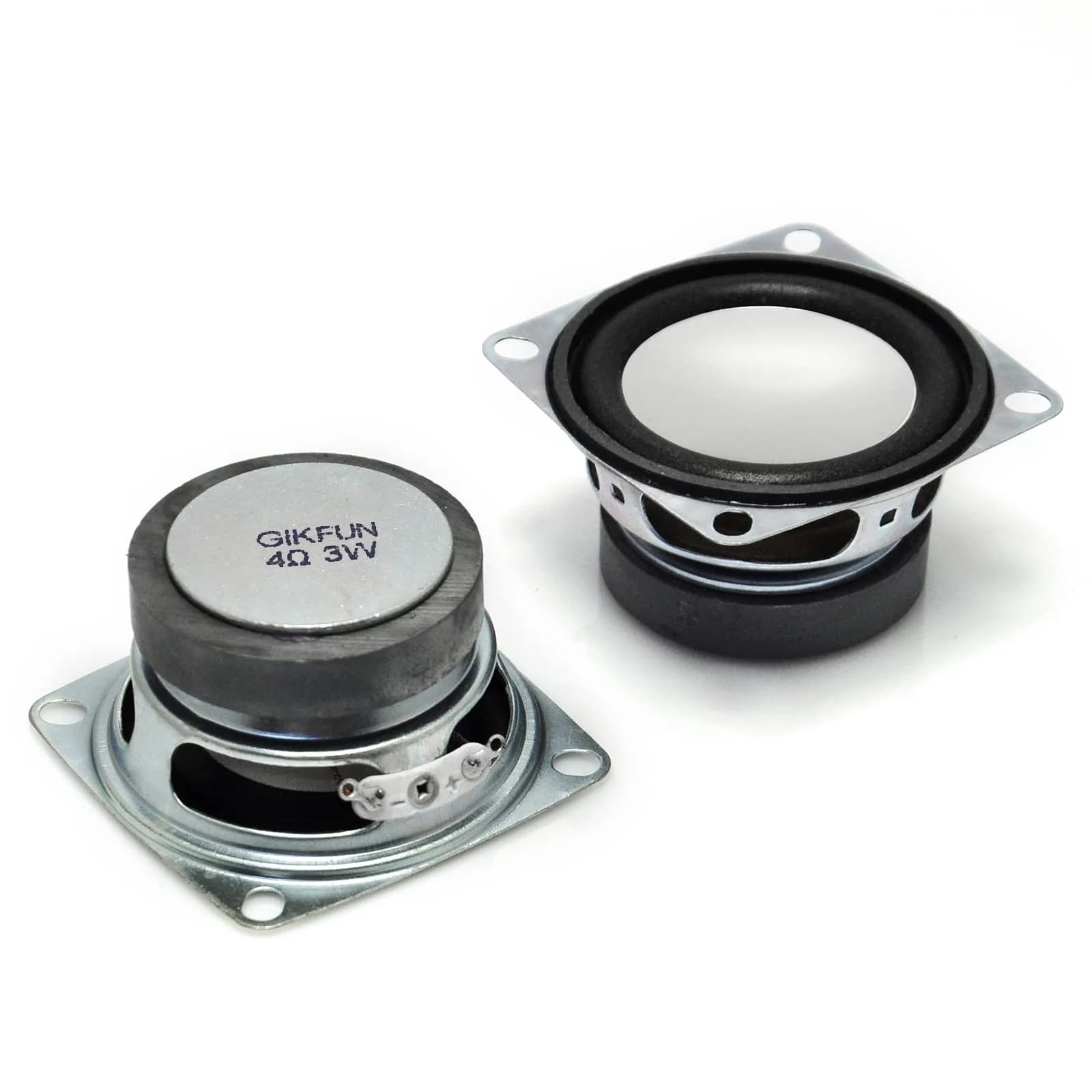 Gikfun 2 Inch 4 Ohm 3W Full Range Stereo Speakers (Pack of 2) | Compact DIY Audio Components — Silver