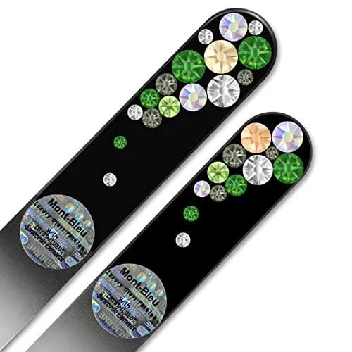 Mont Bleu Set of 2 Crystal Nail Files with Crystals | Genuine Czech Tempered Glass, Fine Grit thumbnail 5