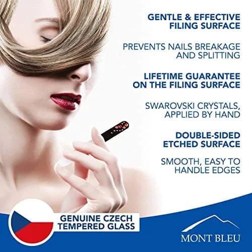 Mont Bleu Set of 2 Black Glass Nail Files with Crystals | Fine Grit for Natural Nails thumbnail 3