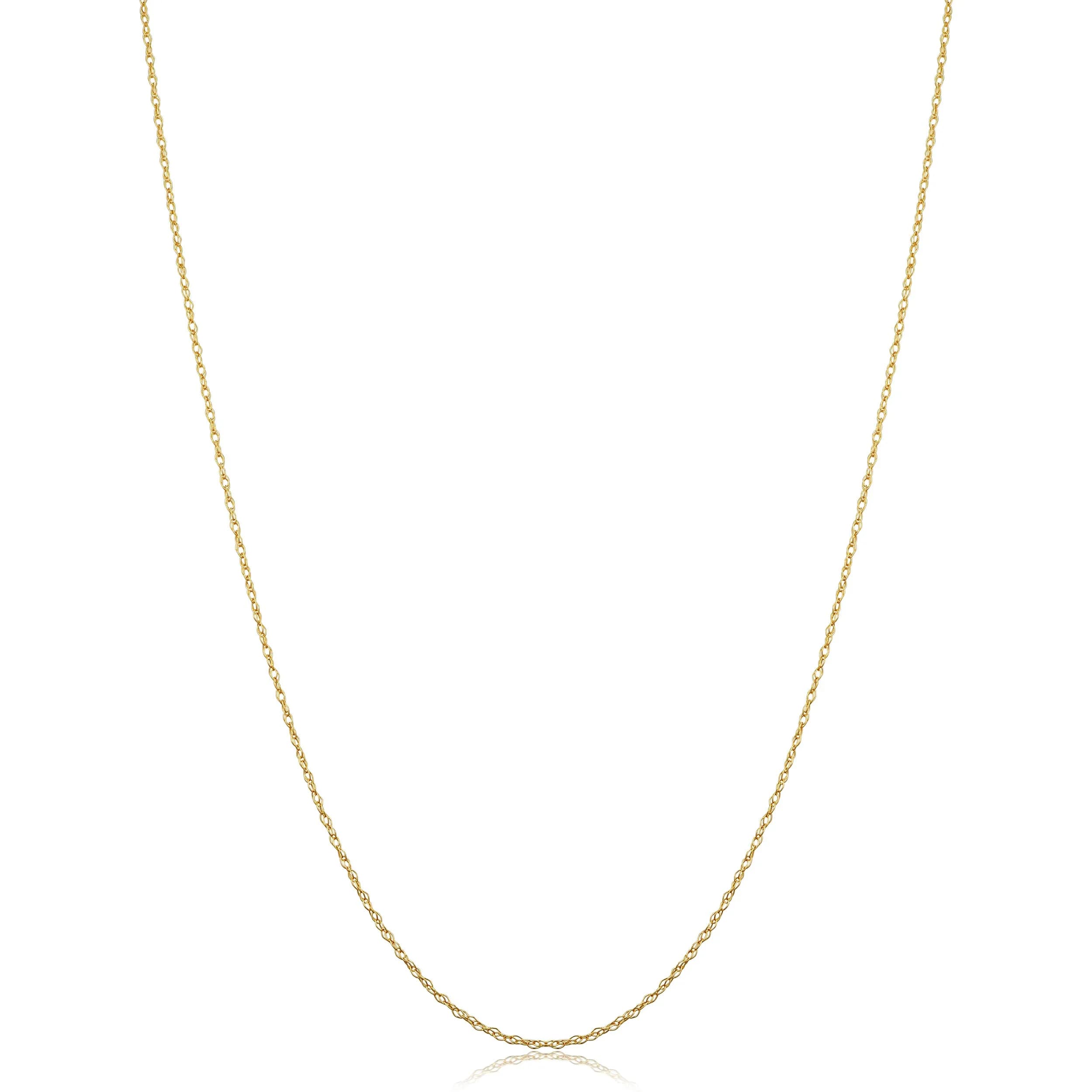 Kooljewelry Solid 10K Yellow Gold Rope Chain Necklace 0.7 mm (0.0275 in) | Polished Finish — 14 inch