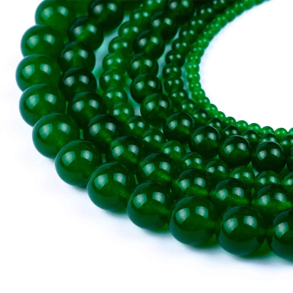 Ruilong Natural Stone Beads Dark Green Chalcedony 8mm | DIY Jewelry Making