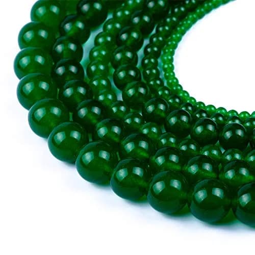 Ruilong Natural Stone Beads Dark Green Chalcedony 8mm | DIY Jewelry Making thumbnail 1