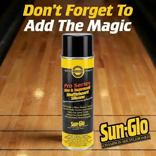 Sun-Glo Shuffleboard Maintenance Bundle: Speed 6 Medium Speed Powder Wax (16 oz) & Silicone Spray (12 oz) | Complete Care Kit for Small Tables thumbnail 4