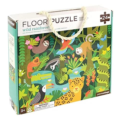 Petit Collage Floor Puzzle Wild Rainforest 24-Pieces | Bright, Eco-Friendly Kids Puzzle thumbnail 1
