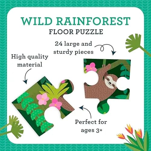 Petit Collage Floor Puzzle Wild Rainforest 24-Pieces | Bright, Eco-Friendly Kids Puzzle thumbnail 5