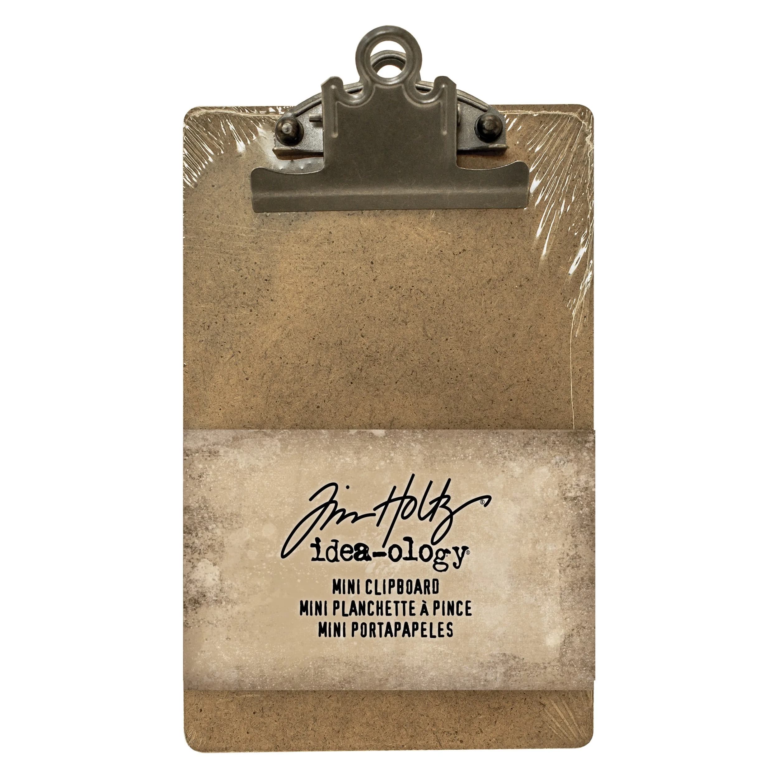Tim Holtz Idea-ology Mini Clipboard 11.8 cm (4.63 x 7.75 Inches) | Antiqued Brass with Removable Hinge — Brown