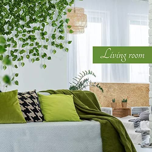 Yatim Artificial Ivy Vines Garland 78-Ft (23.77m) 12-Pack | Silk & Plastic Leaves for Home Decor thumbnail 4
