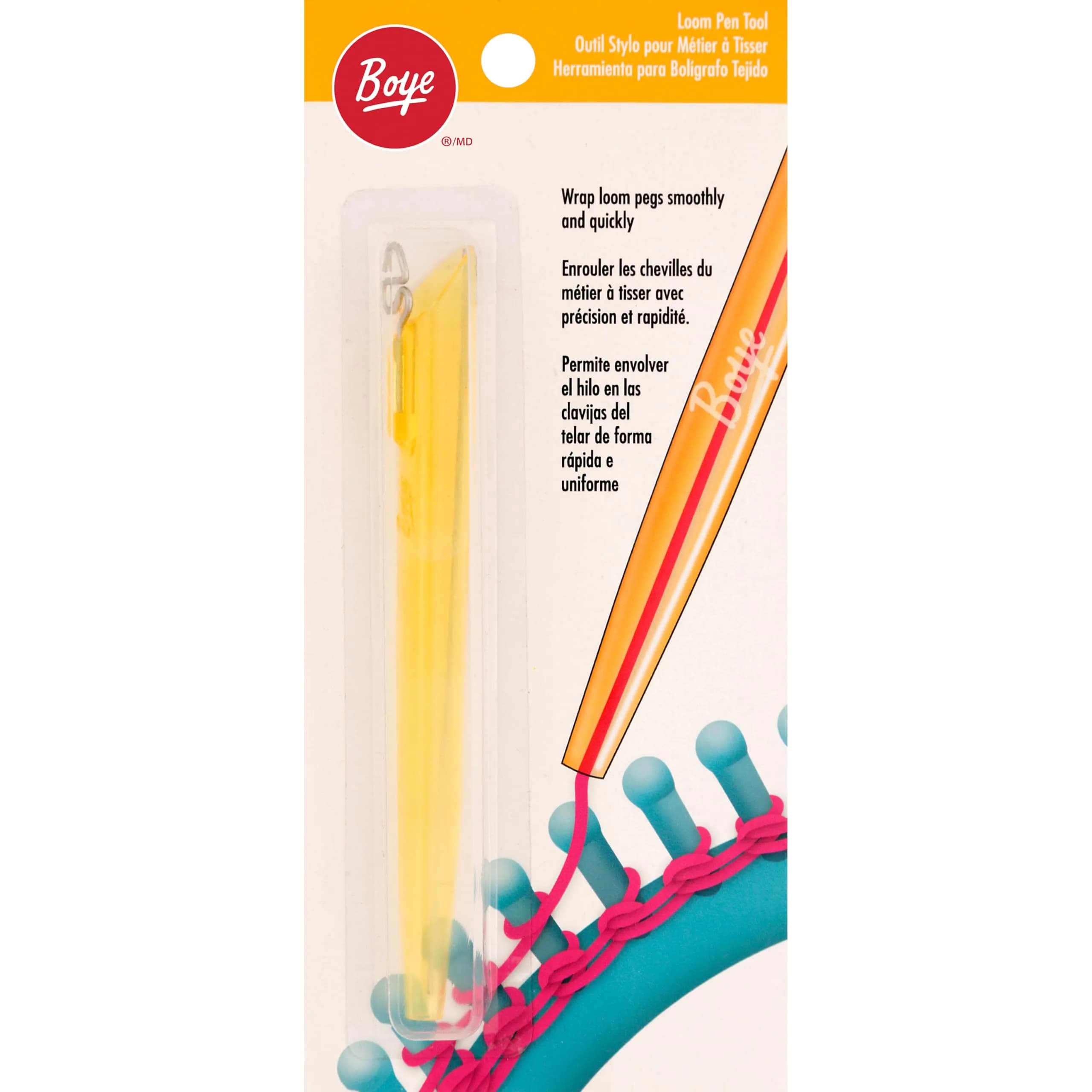 Boye Loom Pen Threading Tool | Yarn Wrap & Threader for Weaving & Knitting, Yellow - main product image