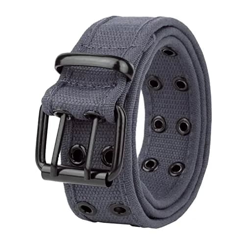Gelante Canvas Double Grommet Hole Belt Grey Medium (34-36 Inches) | Casual & Work Wear thumbnail 1