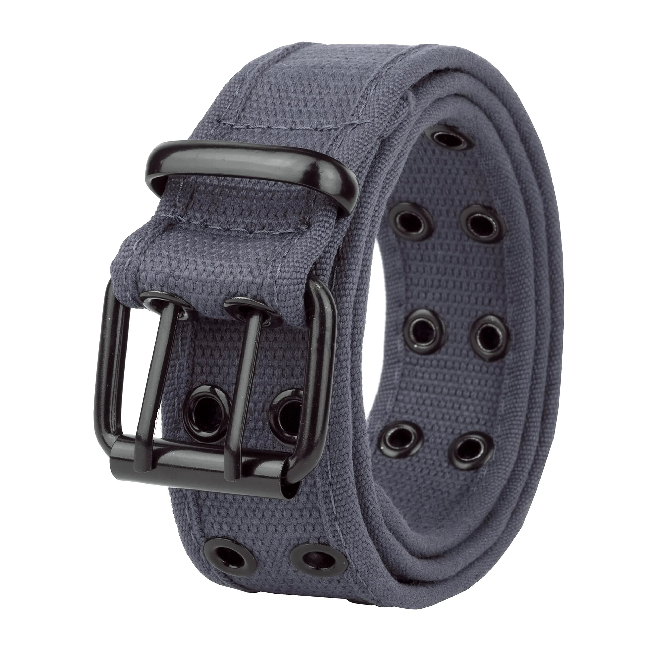 Gelante Canvas Web Belt with Double Grommet Holes, Grey, Large (38-40 inches) | Casual & Work Wear — Grey