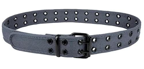 Gelante Canvas Web Belt with Double Grommet Holes, Grey, Large (38-40 inches) | Casual & Work Wear thumbnail 2
