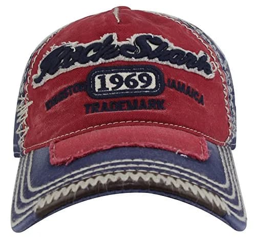 MINAKOLIFE Rock Shark Kingston 1969 Jamaica Distressed Vintage Trucker Baseball Cap Hat (Red)(Blue Shark) | Casual Sun Hat for Men & Women thumbnail 1