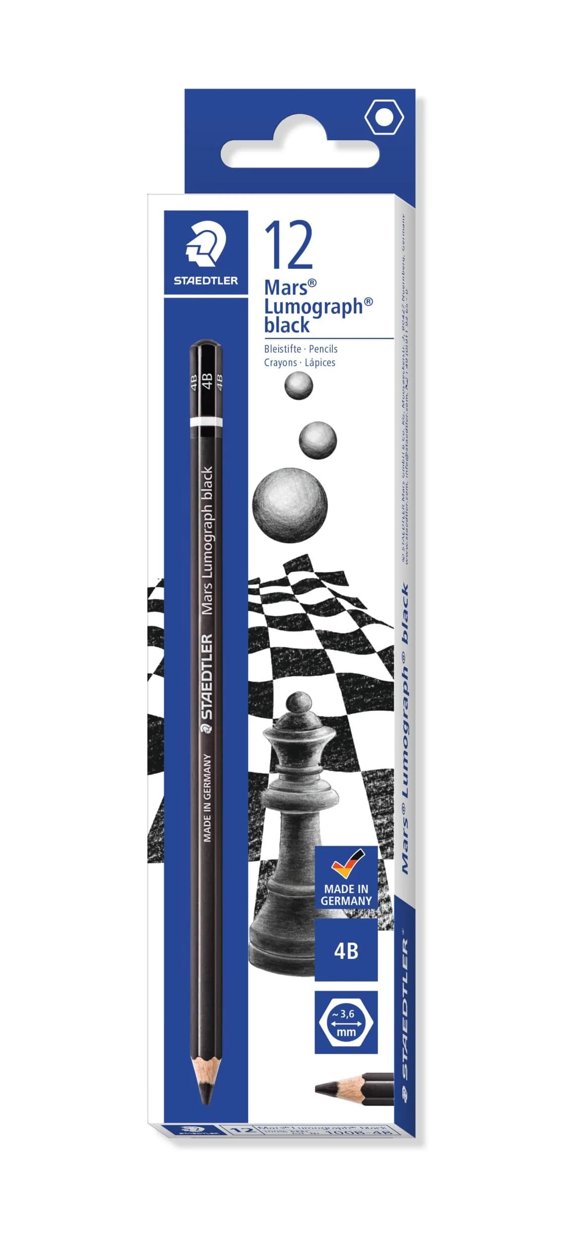 STAEDTLER Mars Lumograph Black Art Pencils, 12 Pack | Premium German Drawing & Sketching Pencils for Artists & Students