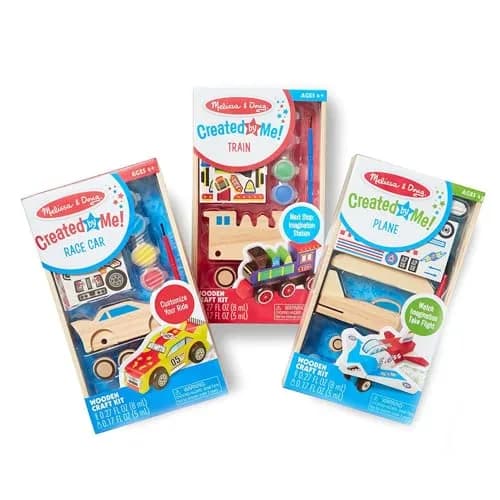 Melissa & Doug Decorate-Your-Own Wooden Craft Kits Set - Plane, Train, and Race Car | Creative, Screen-Free Fun for Kids thumbnail 4