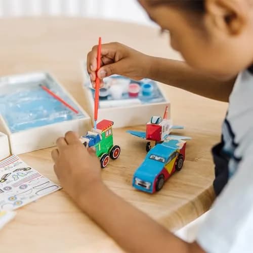 Melissa & Doug Decorate-Your-Own Wooden Craft Kits Set - Plane, Train, and Race Car | Creative, Screen-Free Fun for Kids thumbnail 8