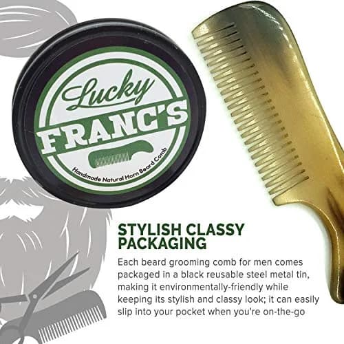 Lucky Franc's Handmade Ox Horn Fine Tooth Comb for Men | Static-Free Pocket Size Gift thumbnail 5