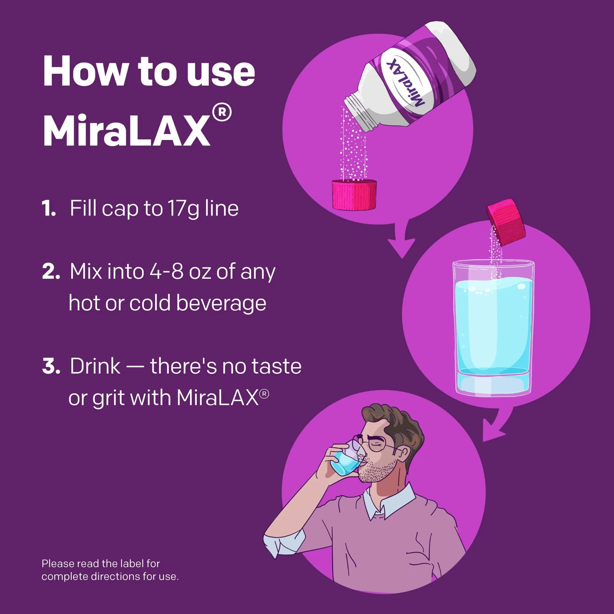 MiraLAX Gentle Constipation Relief Powder 116 g (4.1 oz) | Osmotic Laxative for Adults - view 4
