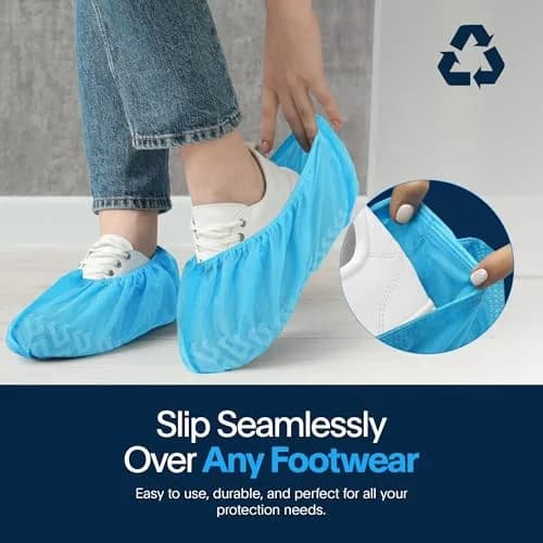Blue Shoe Guys Disposable Shoe & Boot Covers 100 Pack | Water Resistant, Non-Slip, Recyclable for Indoor & Outdoor Use thumbnail 7