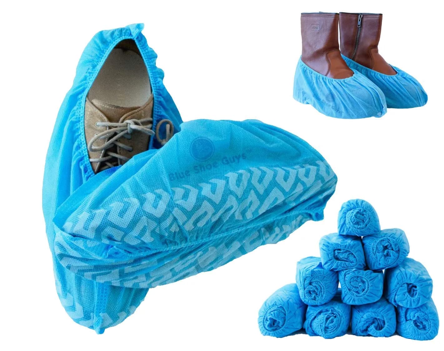Blue Shoe Guys Disposable Shoe & Boot Covers 100 Pack | Water Resistant, Non-Slip, Recyclable for Indoor & Outdoor Use
