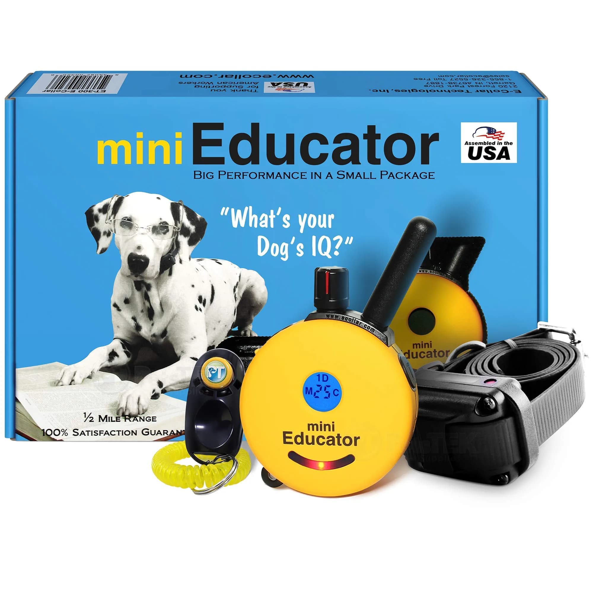 Educator ET-300 Mini E Collar for Dog Training with Remote 1/2 Mile Waterproof 100 Levels Night Light