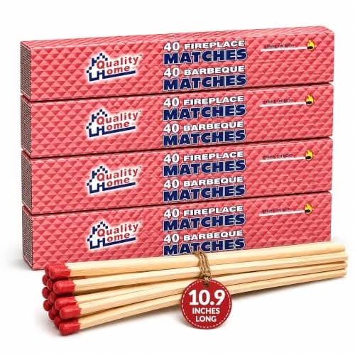 Quality Home Extra Long Wooden Safety Matches 10.9" Pack of 4 | Safer Indoor & Outdoor Lighting thumbnail 1