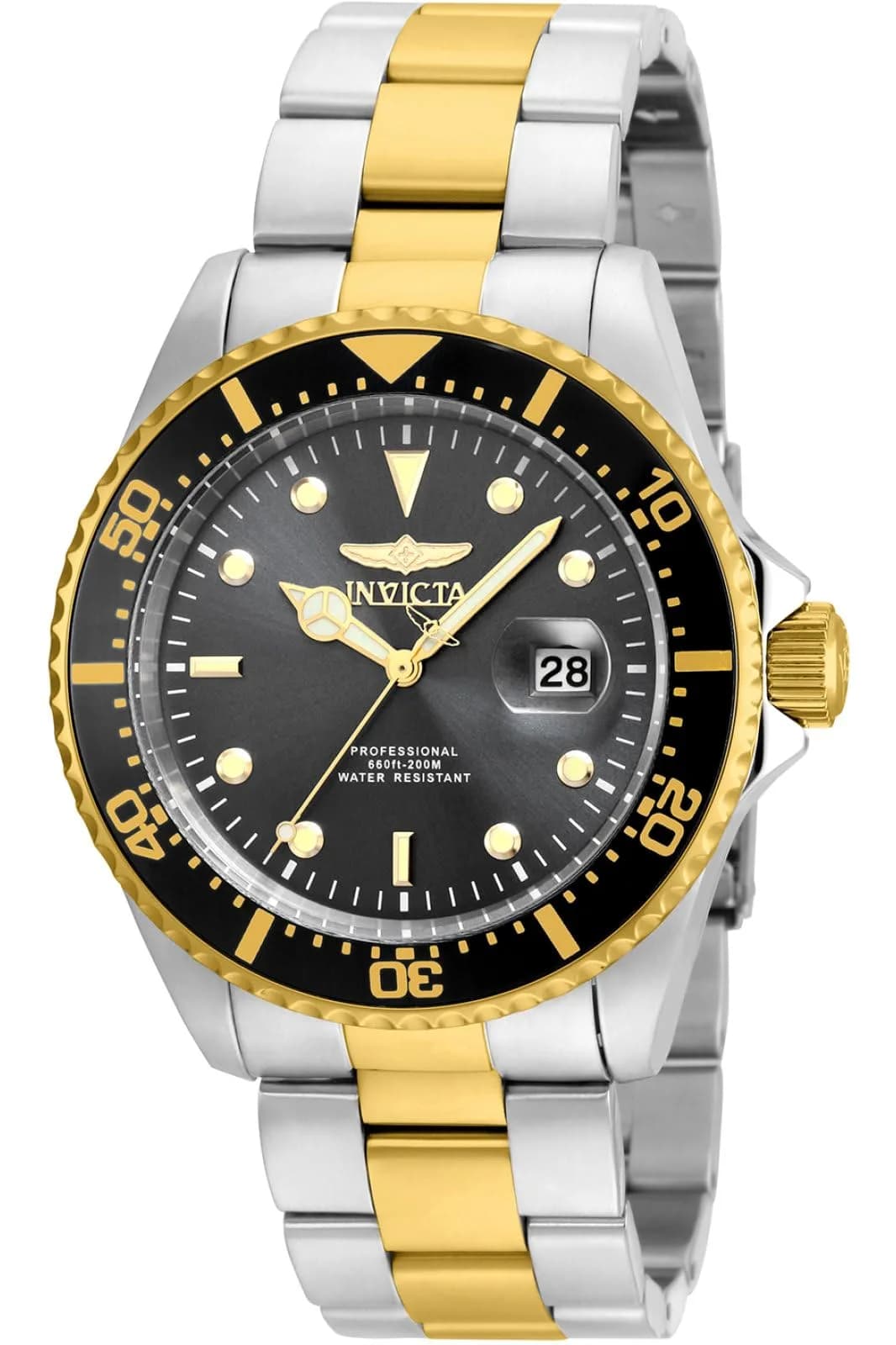 Invicta Men's Pro Diver Quartz Stainless Steel Two Tone Bracelet Watch | 43mm Diameter, 200M Water Resistance