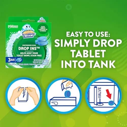 Scrubbing Bubbles Continuous Clean Toilet Drop-Ins 3 Tablets | Septic-Safe Tank Tablets for Stain & Smell Protection thumbnail 5